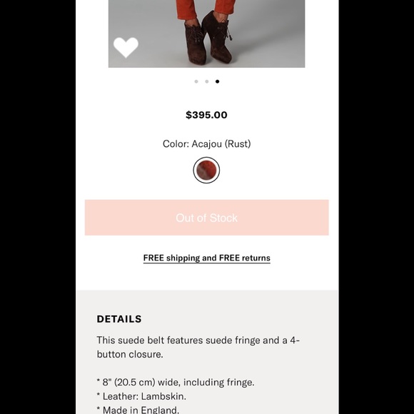 Rag & Bone suede “Sami” fringe belt - Picture 4 of 7